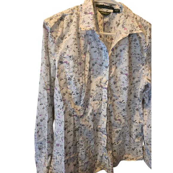 Eddie Bauer Coquette Button Front Top L Womens Long Sleeve Wrinkle-Resistant - Picture 2 of 6